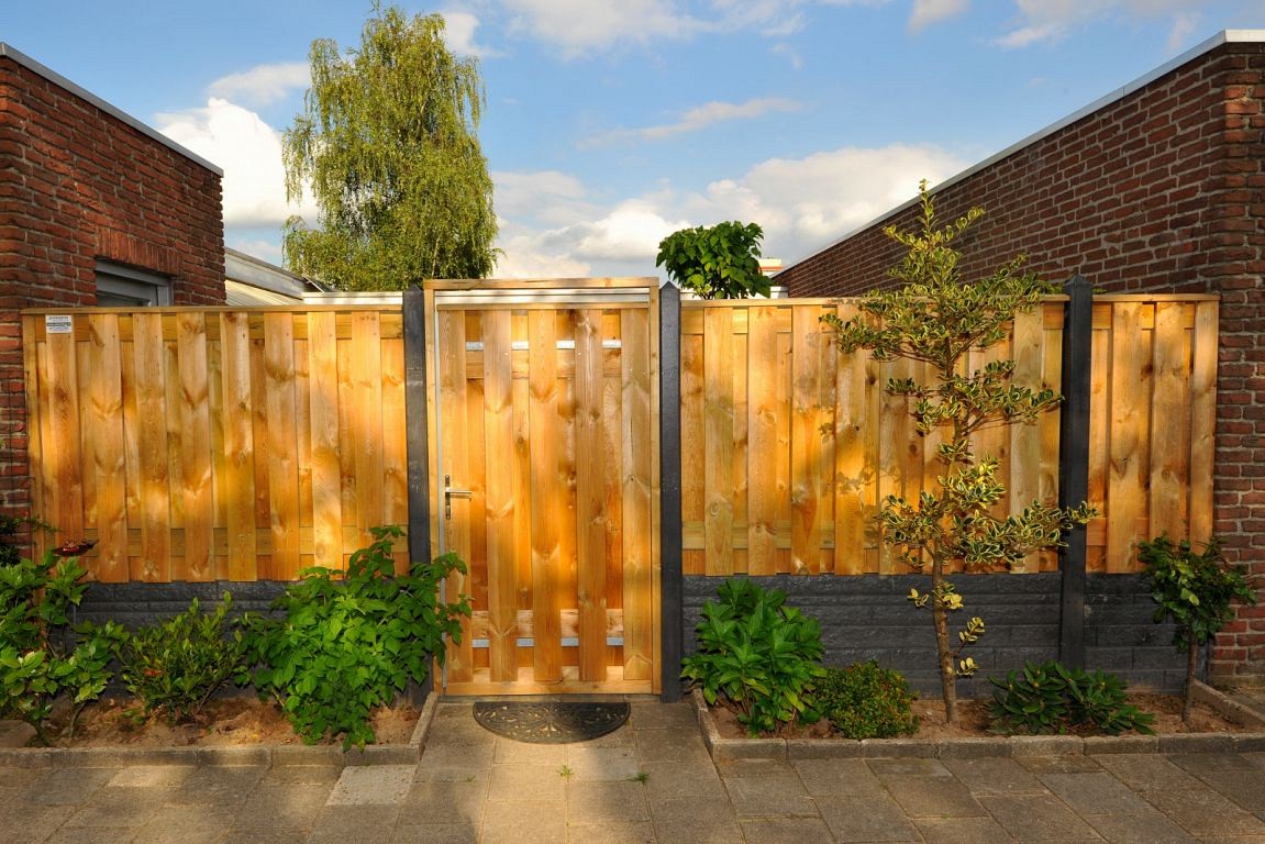 C-Wood Tuinhek Poort Composiet Composiet Design Antraciet Met Blank Alu Frame Incl Hang En Sluitwerk 100 X 100 Cm
