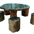 Flinstone Set (Set Ronde Tafel + 4 Hockers) Incl. 1 Tafelpoot ± 90x70cm hoog