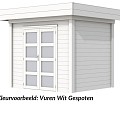 Tuinhuis Parelhoen 400x300cm met Luifel 300cm, wit gespoten.