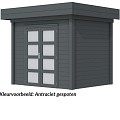 Tuinhuis Tapuit 300x300cm met Luifel 300cm, antraciet gespoten.