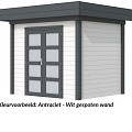 Tuinhuis Tapuit 300x300cm met Luifel 400cm, wit/antraciet gespoten.