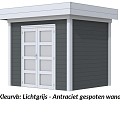 Tuinhuis Tapuit 300x300cm met Luifel 400cm, antraciet/lichtgrijs gespoten.
