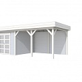 Tuinhuis Bosuil 300x300cm met Luifel 400cm, lichtgrijs/wit gespoten.