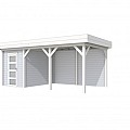Tuinhuis Kiekendief 200x300cm met Luifel 400cm, lichtgrijs/wit gespoten.