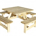 Picknicktafel Vierkant, 40 mm dik, bladmaat 115x115cm.