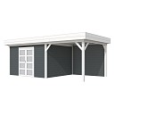 Tuinhuis Parelhoen 400x300cm met Luifel 300cm, Blank.