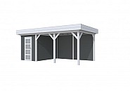 Tuinhuis Kiekendief 200x300cm met Luifel 400cm, antraciet/lichtgrijs gespoten.