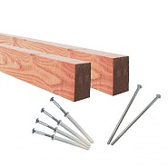 *Kozijnpoort tbv betonpaal/muur 6 slagpluggen + Douglas 2st 5x7x195cm