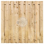 Tuinscherm grenen 19 planks 16mm recht verzinkt geschroefd 180x180cm verticaal