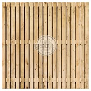 Tuinscherm vuren Schicht 37+3 planks dubbelzijdig 18x70mm rvs geschroefd 180x180cm verticaal