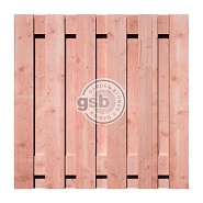 Tuinscherm Douglas fijnbezaagd XL 13-pl 19x195mm recht rvs geschroefd 180x180cm Verticaal