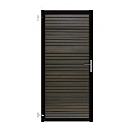 Composiet Poort Profi-Fence Chocolate 90x190cm - Zwart Frame (RAL 9005) Horizontaal