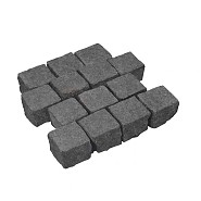 Natuursteen bestrating Vietnam Black Basalt zwart 10x10x8cm