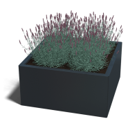 Plantenbak gepoedercoat staal vierkant RAL9005 Met bodemplaat