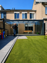 Schuifpui Aluminium 2 delig - 3000 mm breedte Isolatie glas 22mm Helder