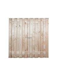 Tuinscherm vuren 17 planks 18mm recht rvs geschroefd 180x180cm verticaal