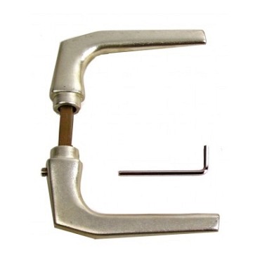 Deurklink 2x kruk aluminium incl. schild