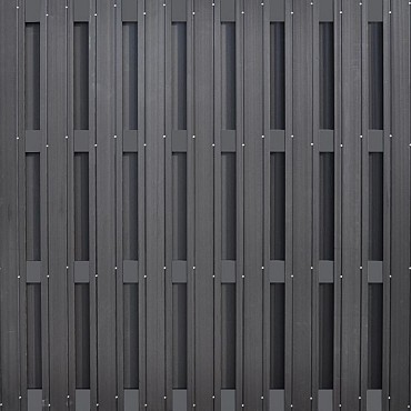 WPC Scherm 19 pl 9mm Antraciet met 4 Alu coating ral 7022 Regels 180x180cm