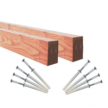 *Kozijnpoort tbv muur 8 slagpluggen Douglas 2st 5x7x195cm