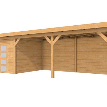 Hillhout douglas Topvision tuinhuis Roek 298x298cm luifel 300cm met dubbele deur, wanden zwart ge?mp