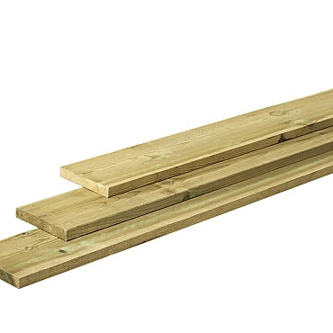 Grenen plank 1 zijde glad 1 zijde fijnbezaagd 28x195x4000mm