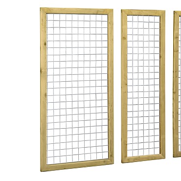 Zwart gaaspaneel trellis maas 7.5x7.5cm met grenen kader 59x180cm