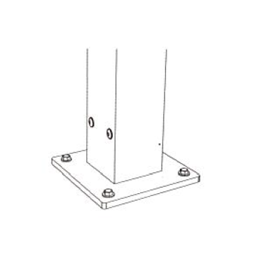 Voetplaat midden 200x200mm t.b.v. 100x100mm Aluminium Staander Pergola