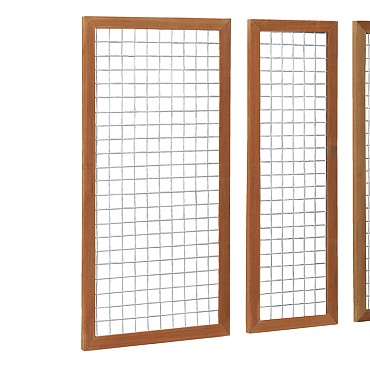 Zwart gaaspaneel trellis maas 7.5x7.5cm met hardhout kader 59x180cm