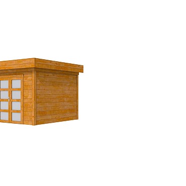 Hillhout douglas Topvision tuinhuis Roek 298x298cm met dubbele deur, transparant gespoten.