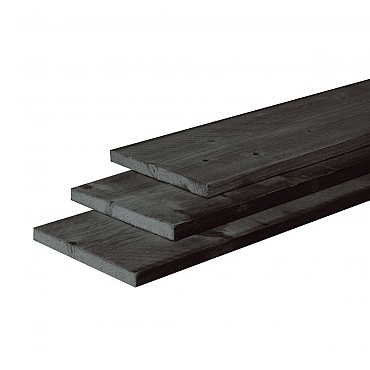 Douglas plank fijnbezaagd 25x25x4000mm zwart gedompeld