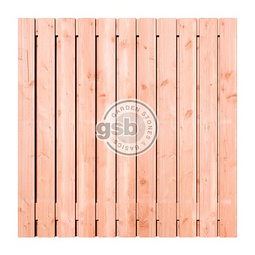 Tuinscherm Douglas geschaafd 23-pl 16mm recht rvs geschroefd 180x180cm Verticaal