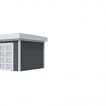 Tuinhuis Bosuil 300x300cm, antraciet/lichtgrijs gespoten.