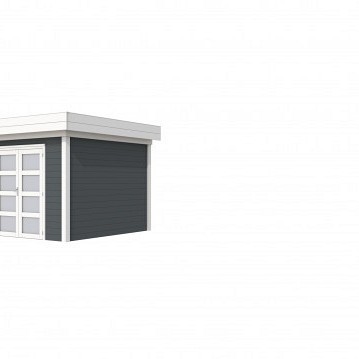 Tuinhuis Bosuil 300x300cm, antraciet/wit gespoten.