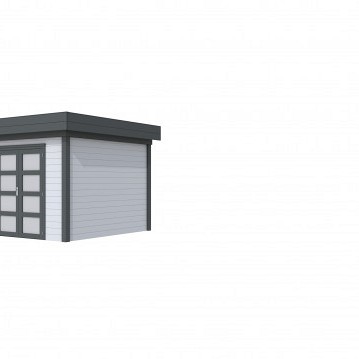 Tuinhuis Bosuil 300x300cm, lichtgrijs/antraciet gespoten.