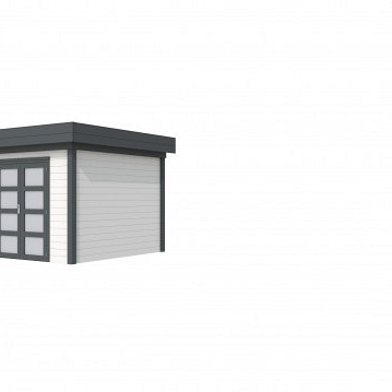 Tuinhuis Bosuil 300x300cm, wit/antraciet gespoten.