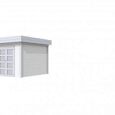 Tuinhuis Bosuil 300x300cm, wit/lichtgrijs gespoten.