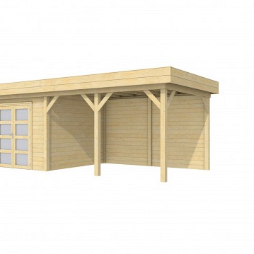 Tuinhuis Bosuil 300x300cm met Luifel 400cm, Blank.