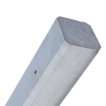 Betonpaal Plat Glad Grijs 10x10x180cm tussen sponning 37cm (levertijd ca. 4 weken)