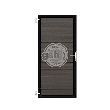 Composiet Poort Profi-Fence Cloudy Grey 90x190cm - Zwart Frame (RAL 9005) Horizontaal