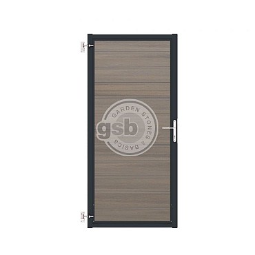 Composiet Poort Profi-Fence Light Grey 90x190cm - Antraciet Frame (RAL 7016) Horizontaal