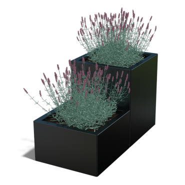 Gepoedercoat staal plantenbak Vierkant Trapmodel II 40-RAL7016  met bodemplaat