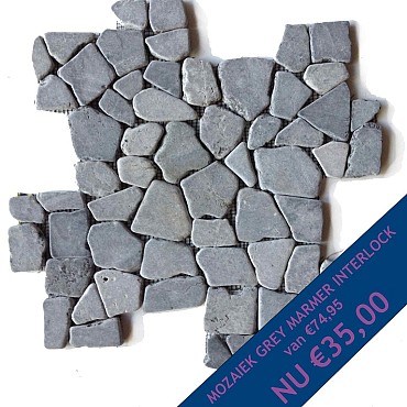 *Mozaiek Grey Marble Interlock system 30x30cm