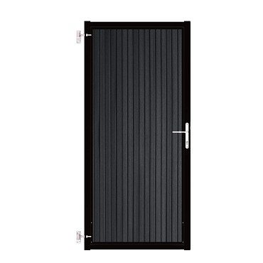 Composiet Poort Profi-Fence Verticaal Solid Black 90-120x190cm - RAL9005