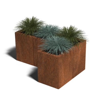 Cortenstaal plantenbak Hoekopstelling 100 hoogte=100cm