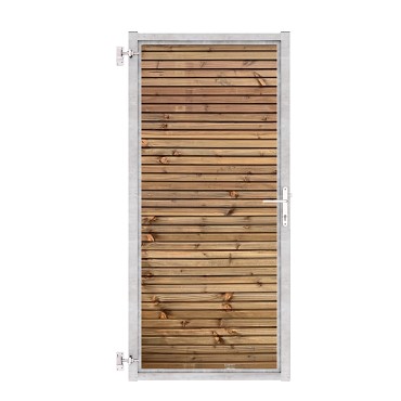 Poort met stalen kaderframe Douglas Triple Rhombusprofiel Bruin geimpregneerd 99x190cm