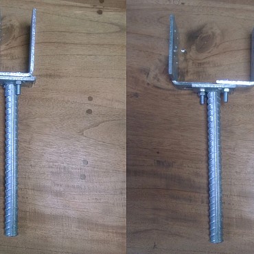 *Paalsteun Carport verstelbaar U- model verzinkt met draadanker