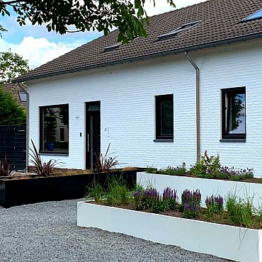 Plantenbak gepoedercoat staal rechthoek XL RAL9010 met bodemplaat