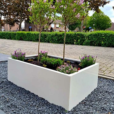 Plantenbak gepoedercoat staal Rechthoek RAL9010 zonder bodemplaat