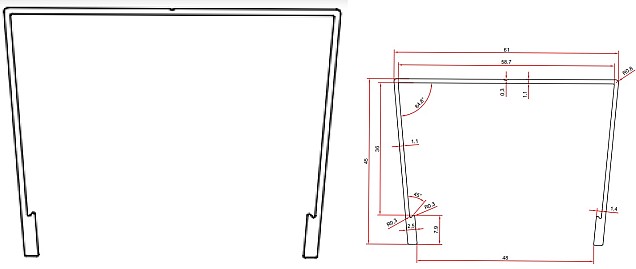*Aluminium afdekkap met sponning 45x61x2205mm, zwart RAL 9005.
