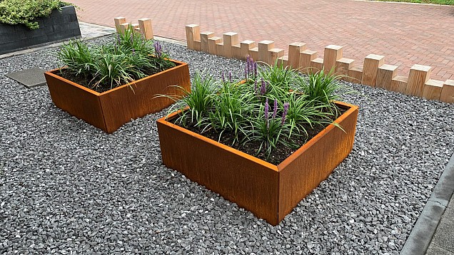 Cortenstaal plantenbak Vierkant 100x100x40cm